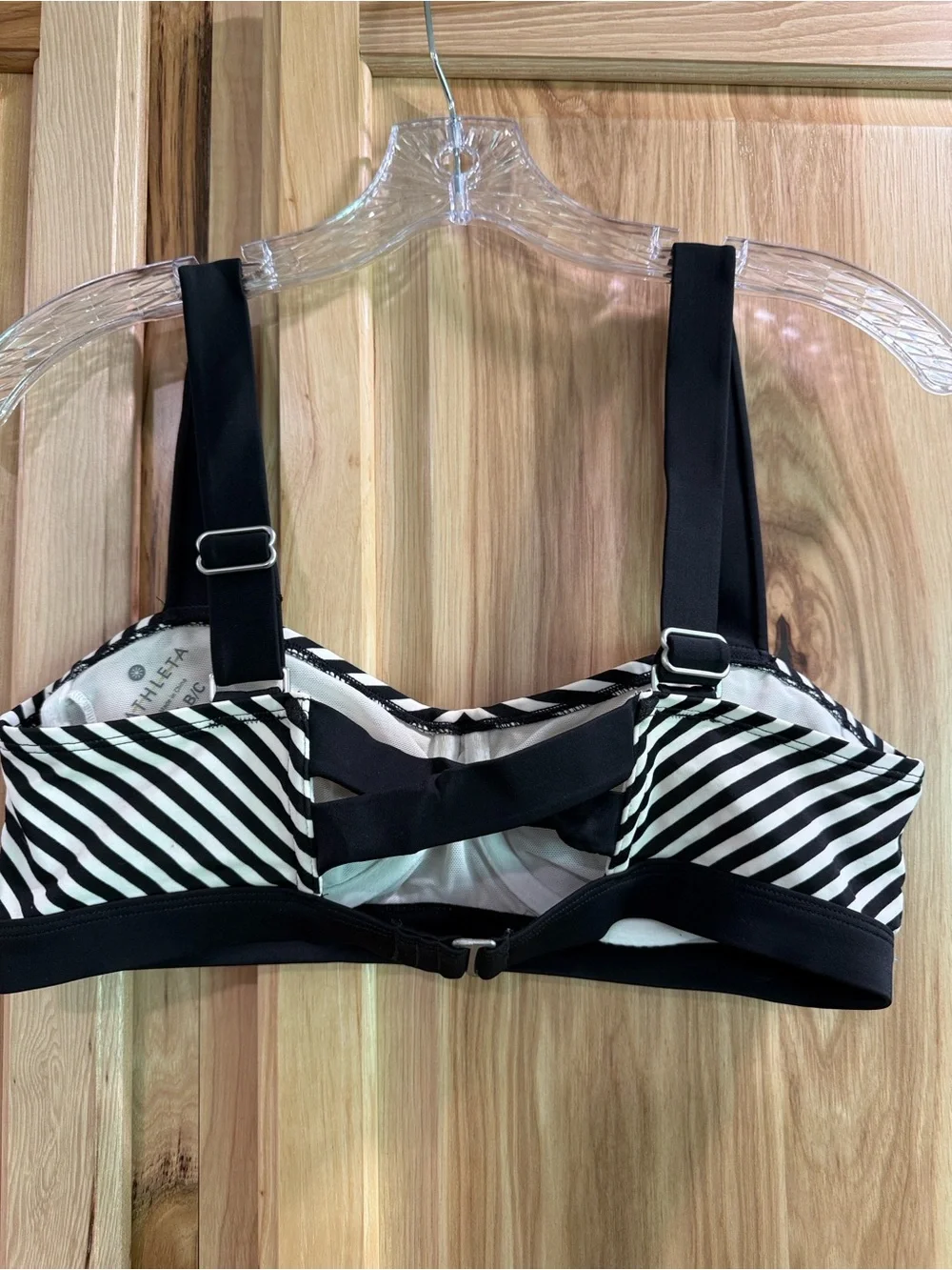 Athleta Striped Black & White Bandeau Bralette with Adjustable Straps Sz 34 B/C